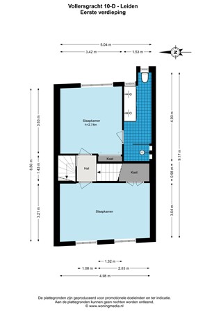 Floorplan - Vollersgracht 10D, 2312 VL Leiden
